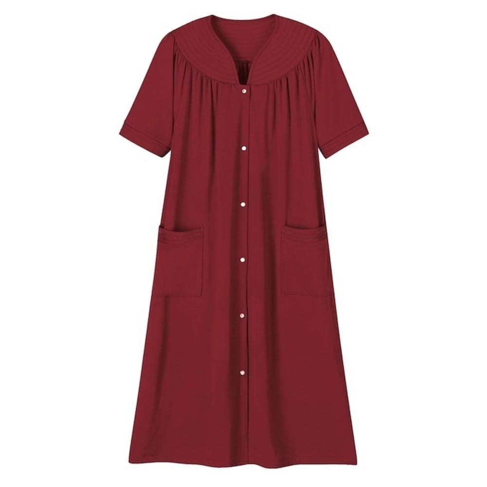 Anthony Richard's- Polyester Snap-Front Duster-4X-New-Maroon Red